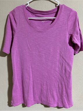 J. Jill Pima Scoop Neck Elbow Tee in Pink